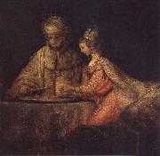 Rembrandt, Haman,Esther and Ahasuerus